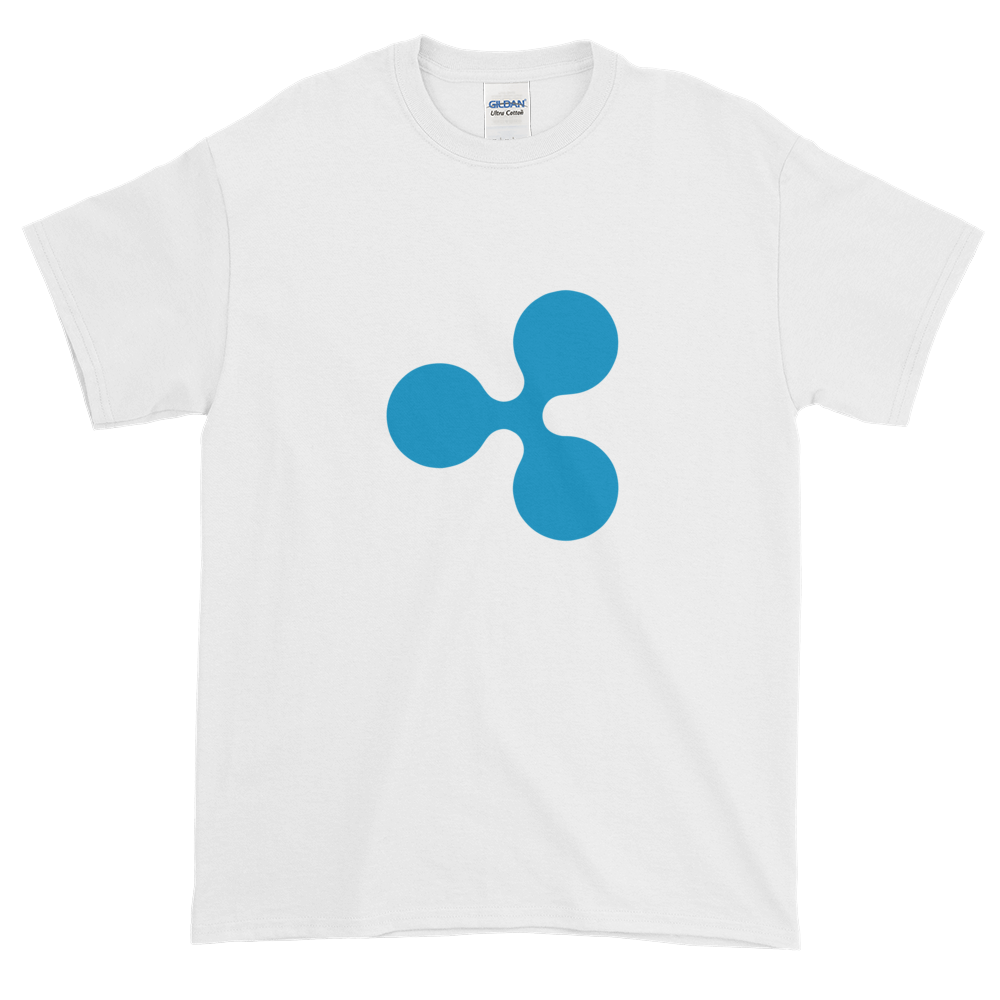 White Short Sleeve T-Shirt With Blue Ripple Logo