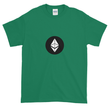 Load image into Gallery viewer, Green Short Sleeve T-Shirt With White Ethereum Diamond and Black Circle Background