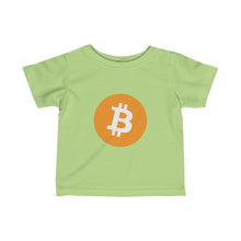 Load image into Gallery viewer, Infants Key Lime TShirt With Orange and White Bitcoin Logo