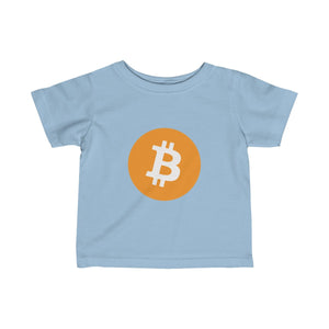Infants Baby Blue TShirt With Orange and White Bitcoin Logo