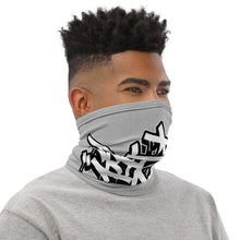 Load image into Gallery viewer, Grey Neck Gaiter With Bitcoin In Graffiti Right View