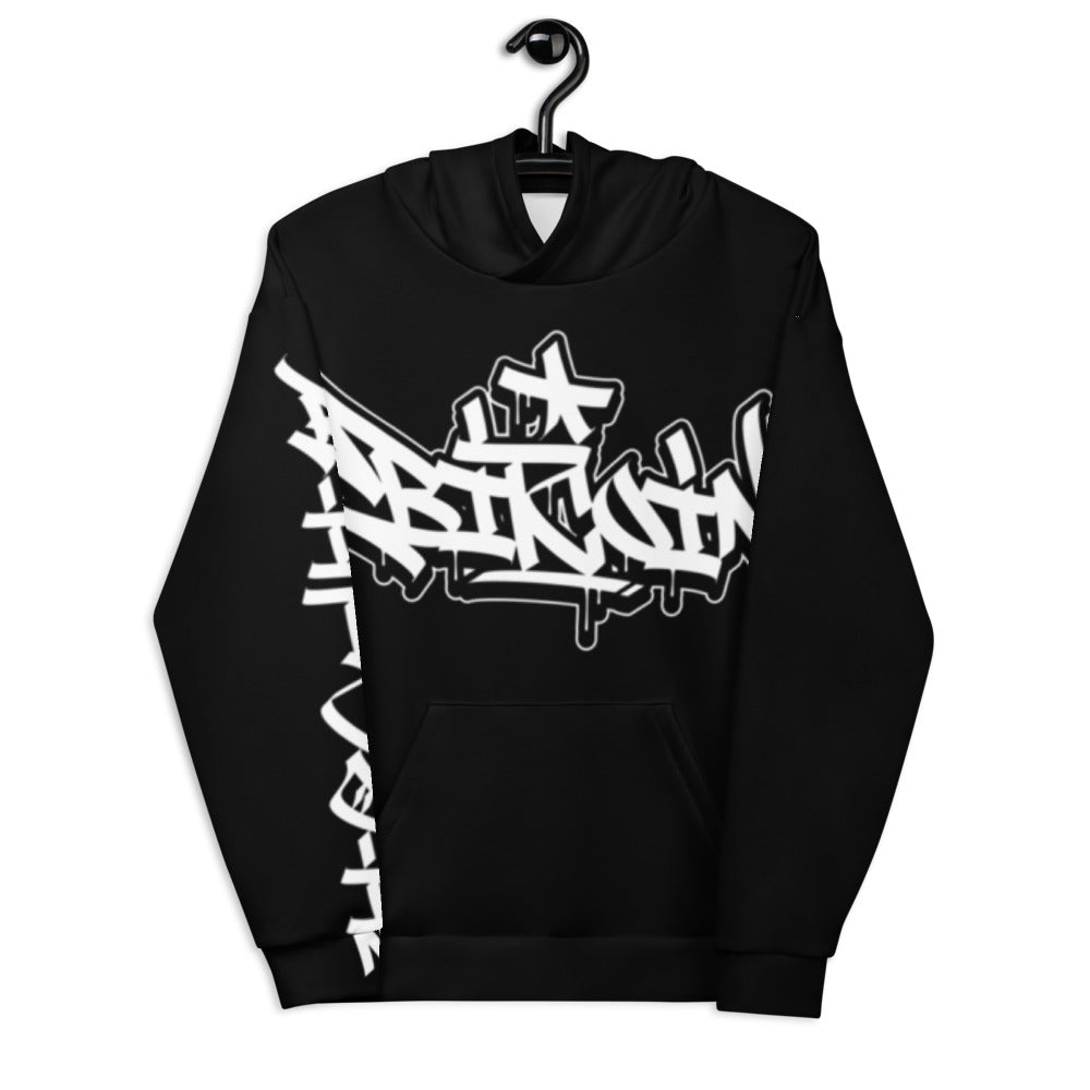 Black Hoodie With Bitcoin Design in Graffiti on Front