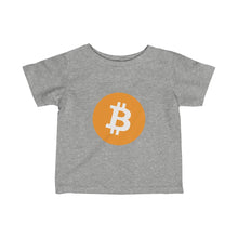 Load image into Gallery viewer, Infants Grey TShirt With Orange and White Bitcoin Logo