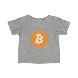 Infants Grey TShirt With Orange and White Bitcoin Logo