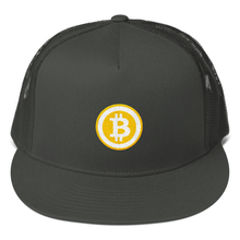 Load image into Gallery viewer, Charcoal Grey Hat With Embroidered Orange and White Bitcoin Logo