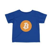 Load image into Gallery viewer, Infants Royal Blue TShirt With Orange and White Bitcoin Logo