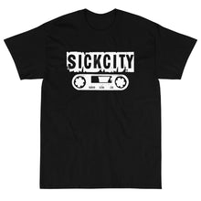Load image into Gallery viewer, Black Short Sleeve T-Shirt With White Sick City Logo On Front