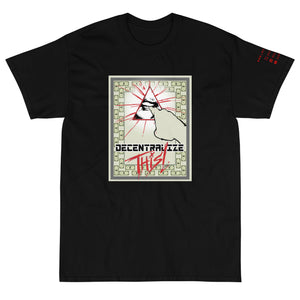 Black Short Sleeve T-Shirt with Decentalize This artwork on the front