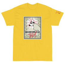Load image into Gallery viewer, Yellow Short Sleeve T-Shirt with Decentalize This artwork on the front