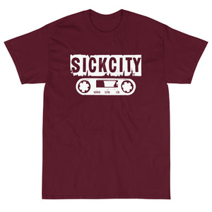 Maroon Short Sleeve T-Shirt With White Sick City Logo On Front