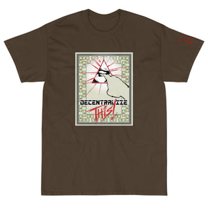 Olive Short Sleeve T-Shirt with Decentalize This artwork on the front