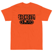 Load image into Gallery viewer, Orange Short Sleeve T-Shirt with Sick City Cassette Tape Logo On The Front
