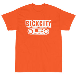 Orange Short Sleeve T-Shirt With White Sick City Logo On Front