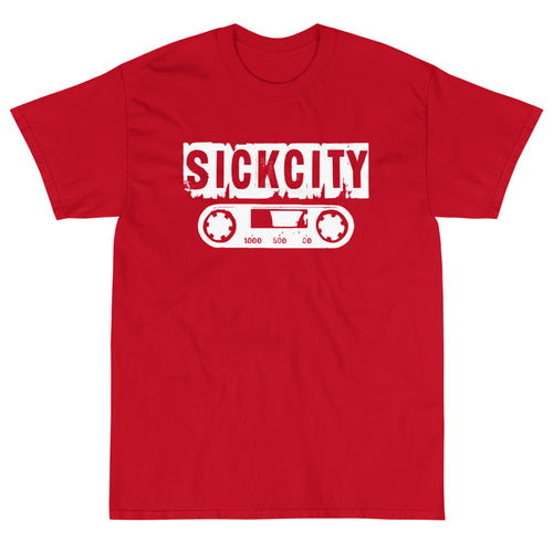 Red Short Sleeve T-Shirt With White Sick City Logo On Front