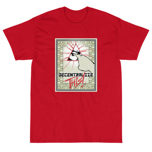 Red Short Sleeve T-Shirt with Decentalize This artwork on the front
