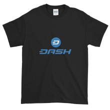 Load image into Gallery viewer, Black Short Sleeve T-Shirt With Blue and White Dash Logo