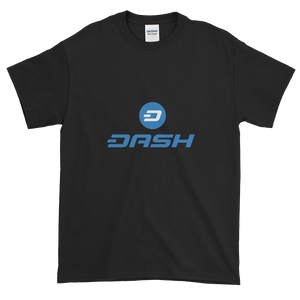 Black Short Sleeve T-Shirt With Blue and White Dash Logo