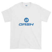 Load image into Gallery viewer, White Short Sleeve T-Shirt With Blue and White Dash Logo