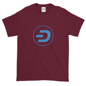 Maroon Short Sleeve T-Shirt With Blue Dash Logo