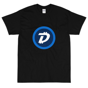 Black Short Sleeve T-Shirt With White and Blue DigiByte Logo