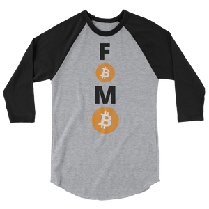 Black and Grey 3/4 Sleeve Baseball Style Bitcoin FOMO T Shirt