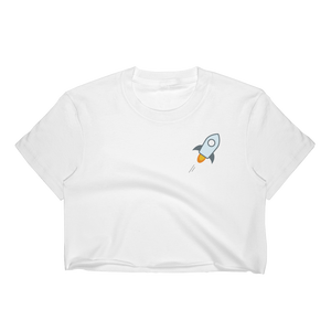 White Women's Stellar Crop Top With Stellar Rocket Logo