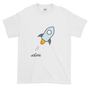 White Short Sleeve T-Shirt With Grey and Blue Stellar Rocket Logo