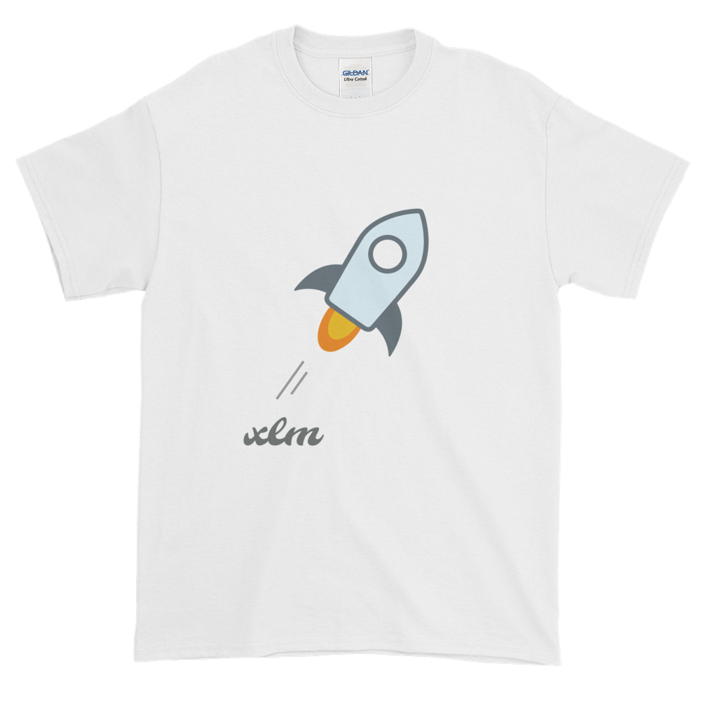 White Short Sleeve T-Shirt With Grey and Blue Stellar Rocket Logo