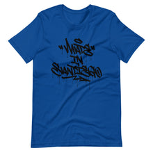 Load image into Gallery viewer, Royal Blue Short Sleeve T-Shirt With Made in San Diego Design in Graffiti