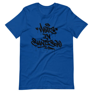 Royal Blue Short Sleeve T-Shirt With Made in San Diego Design in Graffiti