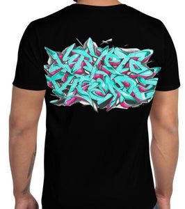 Black Short Sleeve T-Shirt With Krypto Threadz Design in Graffiti Lettering By Kaser Styles Back View