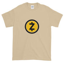 Load image into Gallery viewer, Sand Short Sleeve T Shirt With Yellow and Black ZCash Logo