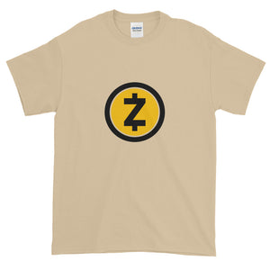 Sand Short Sleeve T Shirt With Yellow and Black ZCash Logo