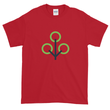 Load image into Gallery viewer, Cherry Red Short Sleeve T-Shirt With Green and Grey Zcash Sapling Logo
