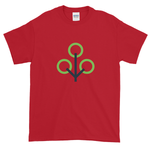 Cherry Red Short Sleeve T-Shirt With Green and Grey Zcash Sapling Logo