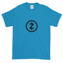 Load image into Gallery viewer, Blue Short Sleeve T Shirt With Black Z-Cash Logo