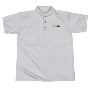 Grey Short Sleeve Polo Shirt With Krypto Threadz Bitcoin HODL Logo
