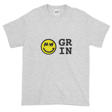 Load image into Gallery viewer, Ash Short Sleeve T-Shirt With Yellow and Black Grin Smiley Face Logo