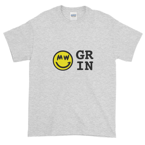 Ash Short Sleeve T-Shirt With Yellow and Black Grin Smiley Face Logo