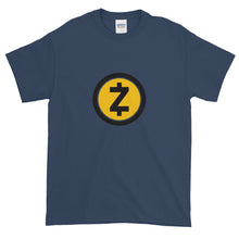 Load image into Gallery viewer, Blue Dusk Short Sleeve T Shirt With Yellow and Black ZCash Logo