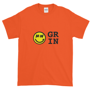 Orange Short Sleeve T-Shirt With Yellow and Black Grin Smiley Face Logo