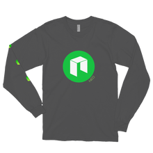 Load image into Gallery viewer, Asphalt Long Sleeve Unisex NEO T Shirt With Green NEO Logos On Chest and Right Arm