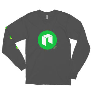 Asphalt Long Sleeve Unisex NEO T Shirt With Green NEO Logos On Chest and Right Arm