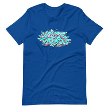Load image into Gallery viewer, Royal Blue Short Sleeve T-Shirt With Krypto Threadz Graffiti Design