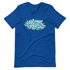 Royal Blue Short Sleeve T-Shirt With Krypto Threadz Graffiti Design