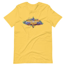Load image into Gallery viewer, Yellow Short Sleeve T-Shirt With Bitcoin Design in Graffiti