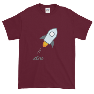 Maroon Short Sleeve T-Shirt With Grey and Blue Stellar Rocket Logo