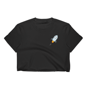 Black Women's Stellar Crop Top With Stellar Rocket Logo