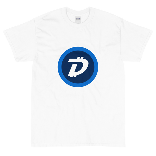 White Short Sleeve T-Shirt With White and Blue DigiByte Logo