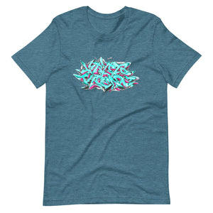 Teal Short Sleeve T-Shirt With Krypto Threadz Graffiti Design